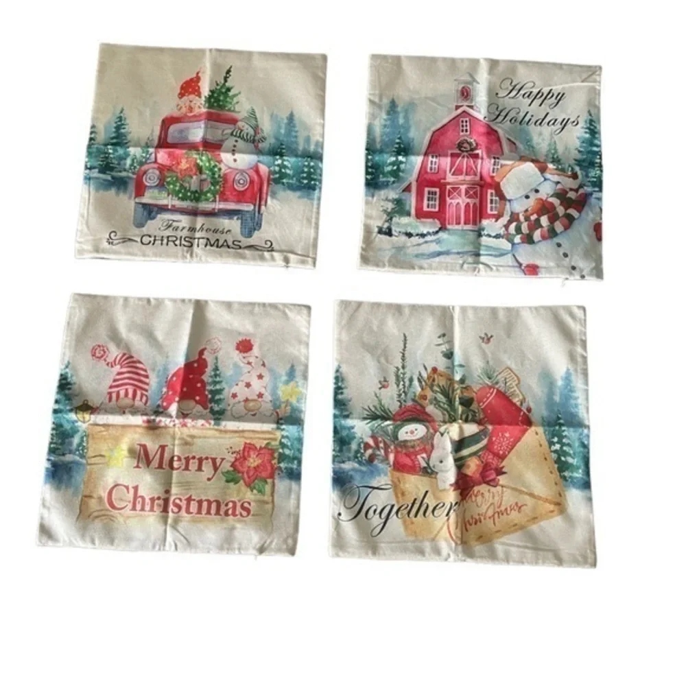 MERRY CHRISTMAS holiday pillow cushion covers pack of 4 farmhouse Christmas